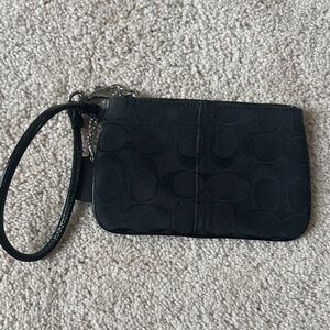 Coach Black Textured Wristlet with Chain